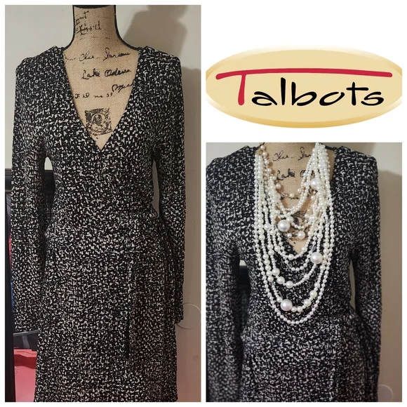 Talbots Monochrome Long Sleeve Dress - Picture 1 of 3